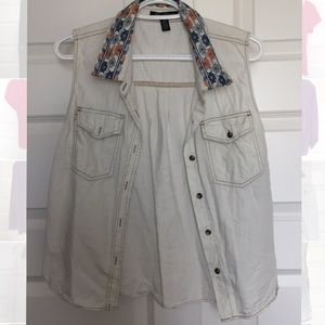 Jean Button Down Top